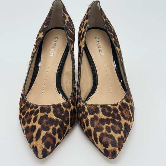 Gianni Bini Women's Heels Size 9M Leopard Print Leather/ Dyed Fur - Picture 12 of 12